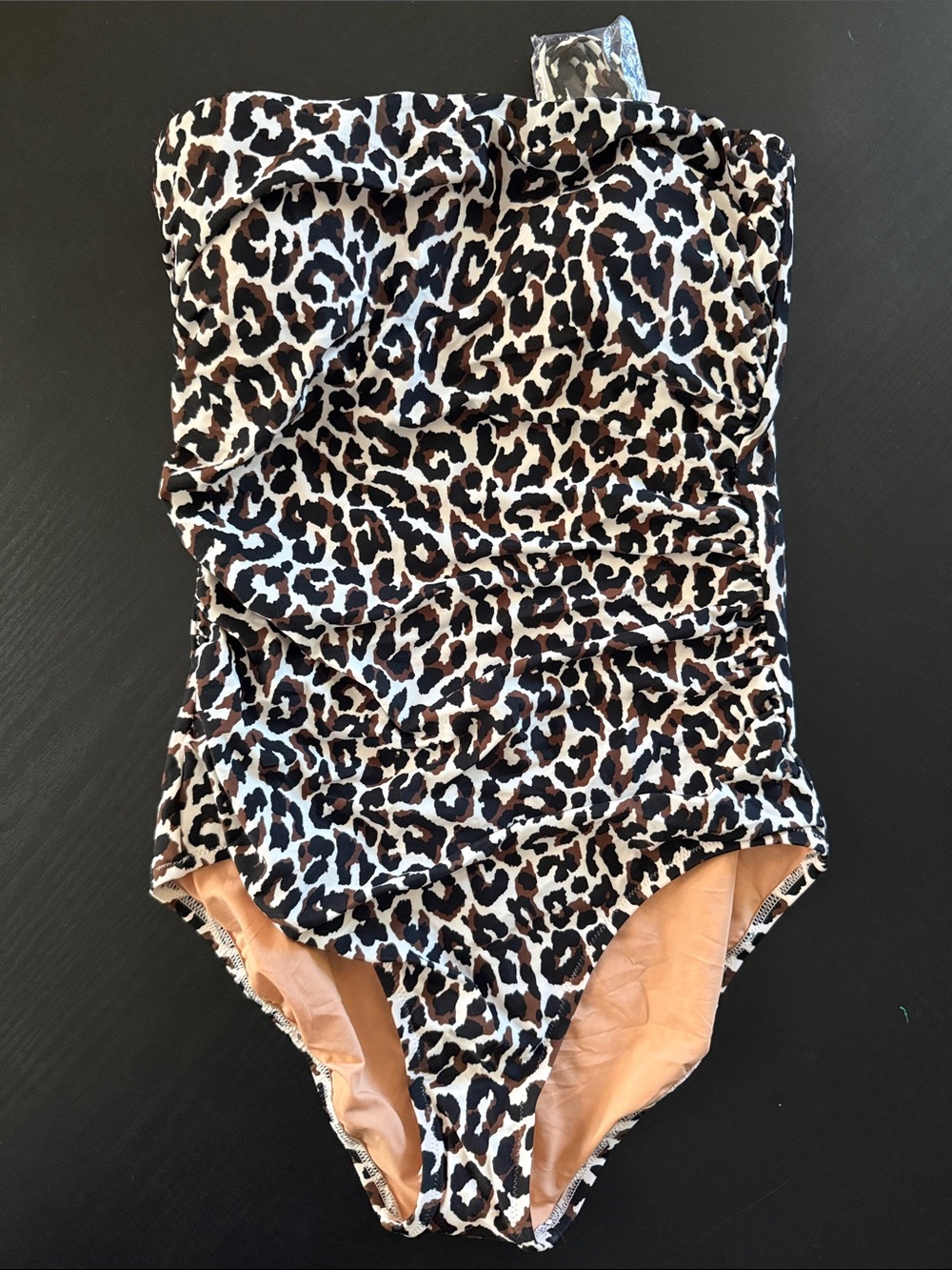 J. Crew Leopard Print Strapless One-Piece Swimsuit - Brown/Black/Cream